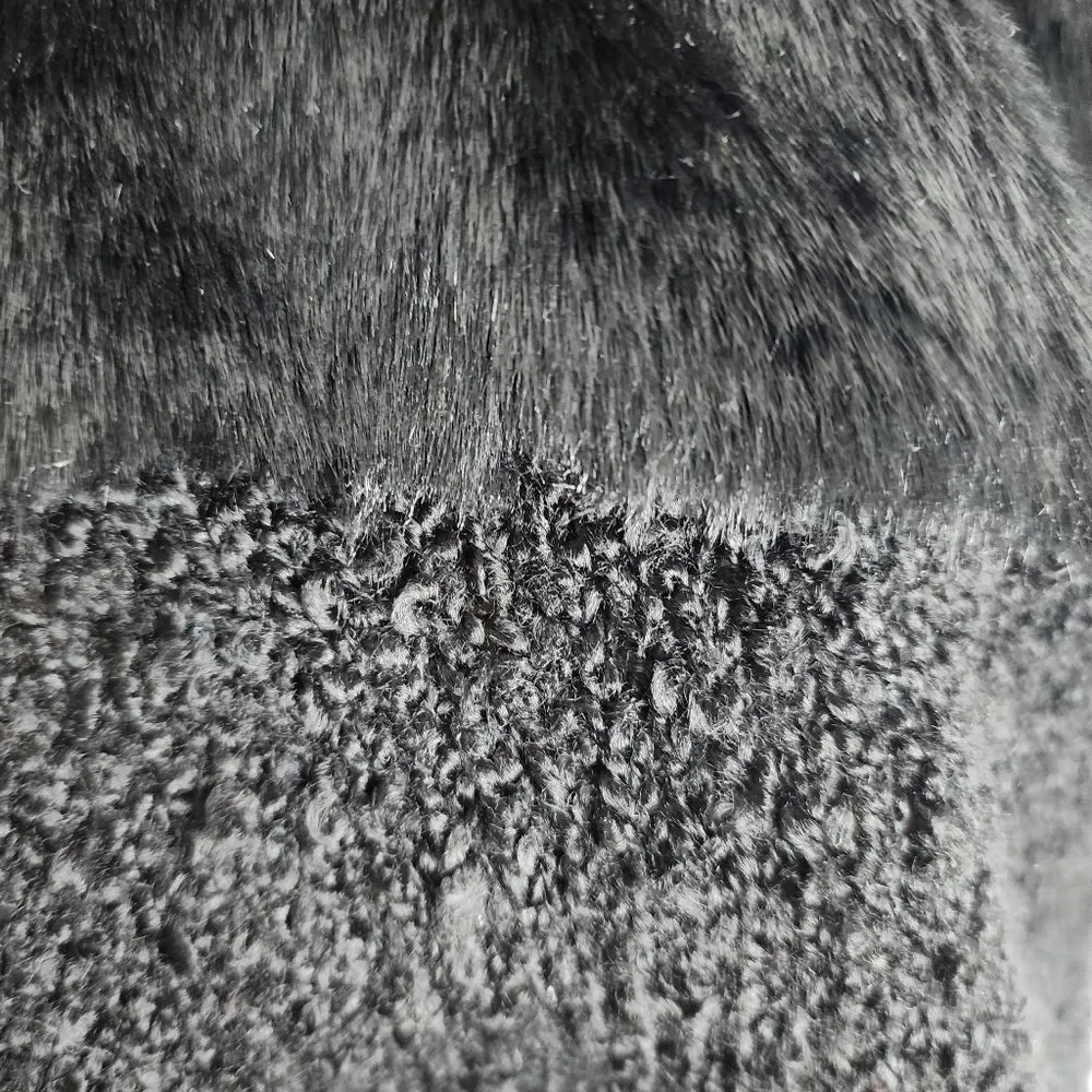 Style & Co Black Faux Fur Vest Sweater Open Front Cardigan Sleeveless Jacket S - Picture 10 of 16